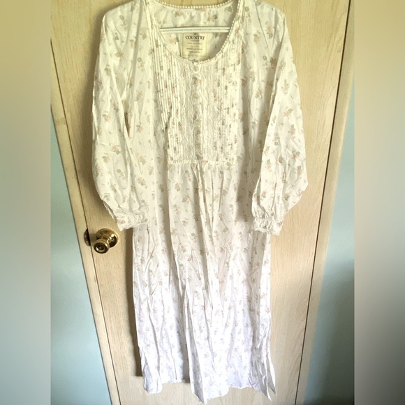 Vtg Victoria's Secret Country Long Nightgown Sz M Floral Cottacecore Prairie - Picture 1 of 11